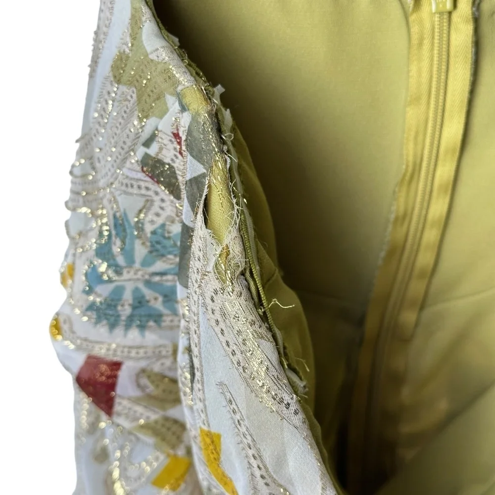 Nicole Miller Collection Size 4 Strapless Silk Bohemain Top Lurex Gold Metallic - Picture 4 of 13